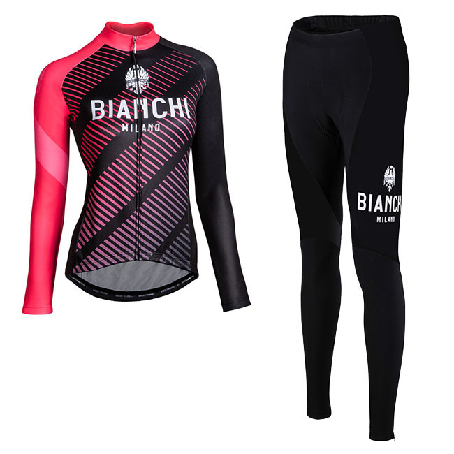 Maillot Mujer Bianchi Milano Catria Tirantes Mangas Largas Negro Rosa